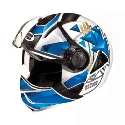 Studds Downtown D3 Decor Plastic White &a; Blue Full Face Flip-Up Helmet, Size: Large-picture-23