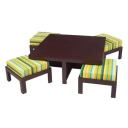 Evok Trendy Engineered Wood Green Lines Coffee Table with 4 Stool Set, FLILSTPBGRMT68990M-picture-14