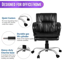 MBTC Marvel 150kg Leatherette Black Medium Back Office Chair image 4