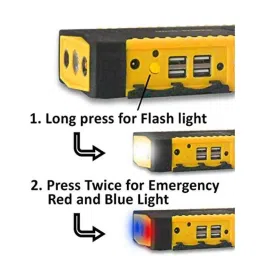 Kozdiko 12V 50800mh Portable Multi-Function Car Jumper Starter with 2 Ports Mobile Phone Charger, Torch &a; SOS Light for Hyundai Aura image 3