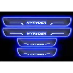 Car Accessories Hub 4 Pcs Acrylic Black Sill Scuff Plate Set with Blue LED for Toyota Hyryder All Model-picture-36