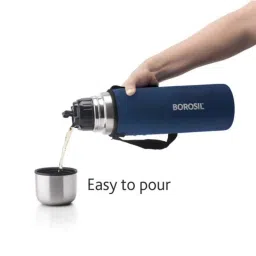 Borosil Thermo 500ml Stainless Steel Silver &a; Blue Flip Type Flask, FGFTL500BLU image 5