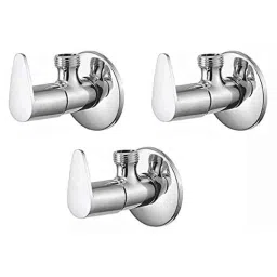 Spazio Stainless Steel Chrome Finish Vignette Angle Valve with Wall Flange (Pack of 3)-picture-21