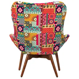 Chumbak Red & Teal-Green PrintedFabric Lounge Chair image 3