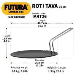 Hawkins Futura 26cm Hard Anodised Induction Friendly Roti Tawa, IART 26 image 3