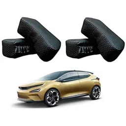 Kozdiko 4 Pcs CV Designer Black Leatherite Neck Rest Car Cushion Pillow Set for Tata 45X-picture-29
