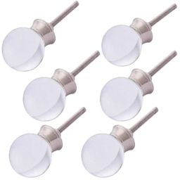 Atom 1.25 Inch Round Clear Crystal Glass Cabinet Door knob (Pack of 6)-picture-13