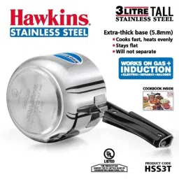 Hawkins Tall 3 Litre Stainless Steel Pressure Cooker, HSS3T (Pack of 3) image 2