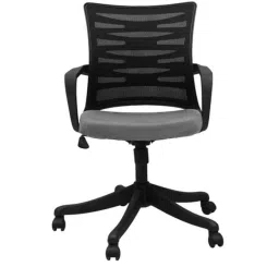 Furniturstation Leatherette Black &a; Grey Ergonomic Mesh Low Back Office Chair, SB_MESH -02_ 2 IN 1 GYBK image 2