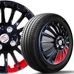 Auto Pearl 4 Pcs 14 inch Polypropylene Black &a; Red Press Type Car Wheel Cover Set with Retention Ring for Honda Brio image 5