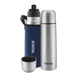 Borosil Thermo 500ml Stainless Steel Silver &a; Blue Flip Type Flask, FGFTL500BLU-picture-10