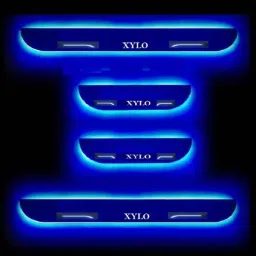 Car Accessories Hub 4 Pcs Acrylic Black Sill Scuff Plate Set with Blue LED for Mahindra Xylo All Model-picture-25