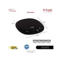 Eagle 5kg Plastic Black Kitchen Weighing Scale with Touch Button &a; 12 Months Warranty, EEK-3100A (Pack of 20) image 4