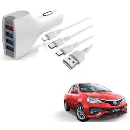 Kozdiko 4 Port USB Car Charger with 3 in 1 Cable for Toyota Etios Platinum-picture-24