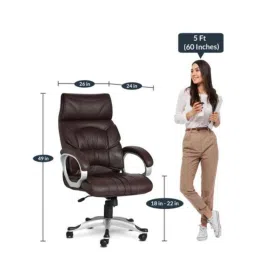 Oakcraft 125x59x59cm Leatherette Brown Revolving Executive Chair, H-OC-21 image 2