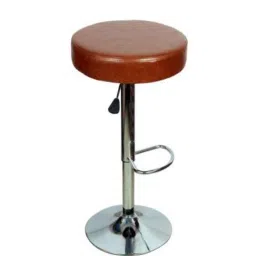 Rajpura Brown Chrome Base Metal Cushion Bar Stool with Footrest image 3