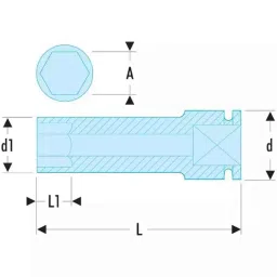 Facom 21mm 1/2 inch Square Drive 12 Points Long Impact Socket, NSD.21L image 2