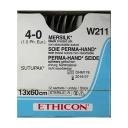 Ethicon NW5050 Mersilk 4-0 Black Braided Suture2, Size: 90cm (Pack of 12)-picture-47