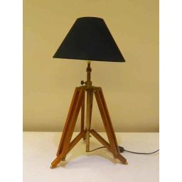 Tucasa Mango Wood Brown Tripod Table Lamp with Polycotton Black Shade, P-7-picture-45