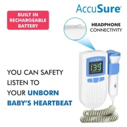 AccuSure Fetal Doppler for Doctors &a; Mothers Fetal Heart Rate Monitor with USB Charging &a; LCD Display image 2