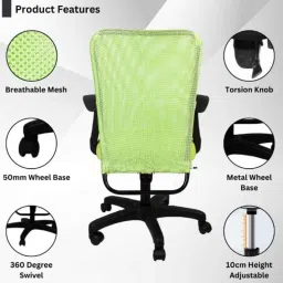 Heikin Sigma Florence Yellow Medium Back Breathable Mesh DIY Ergonomic Office Chair for Work from Home, HE-00053 image 5