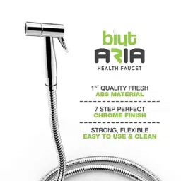 Biut Aria 15mm ABS Chrome Finish Health Faucet with Brass Inserts, 1m Hose Pipe &a; Hook, HF-5120 image 2