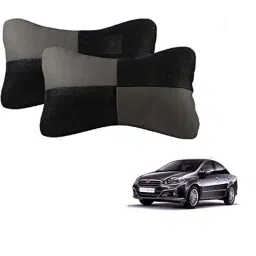 Kozdiko 2 Pcs Leather Grey &a; Black Neck Rest Car Cushion Pillow Set for Fiat Linea-picture-12