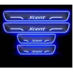 Car Accessories Hub 4 Pcs Acrylic Black Sill Scuff Plate Set with Blue LED for Hyundai Old Xcent All Model-picture-40