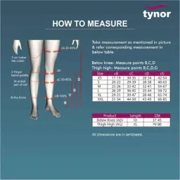Tynor I67AAZ Polyamide Class-II Beige High Knee Medical Compression Stocking, Size: S image 4