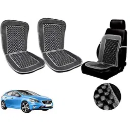 Auto Pearl PU, Velvet &a; Wooden Beads Grey Rectangular Seat Cushion for Volvo V40 (Pack of 2 )-picture-28