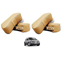 Kozdiko 4 Pcs CV Designer Beige Leatherite Neck Rest Car Cushion Pillow Set for Nissan Micra-picture-11