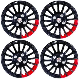 Auto Pearl 4 Pcs 12 inch Polypropylene Black &a; Red Press Type Car Wheel Cover Set with Retention Ring for Maruti Suzuki Zen image 2