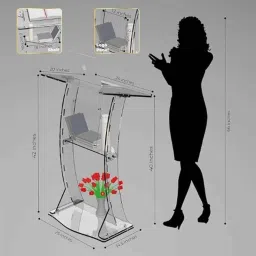 Classic Concepts 26x20 inch Black Frosted Acrylic Podium Stand for Conference &a; Seminar, CCP056 image 2