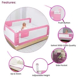 Safe-O-Kid 6ft Pink Plain Full Bed Washable Bed Rails for Kids with Extra Thick, SOK9BDR3P041 (Pack of 3) image 3