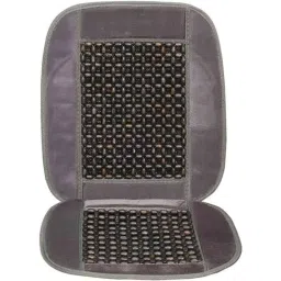 Auto Pearl PU, Velvet &a; Wooden Beads Grey Rectangular Seat Cushion for Isuzu MU-7 2014 (Pack of 2 ) image 4