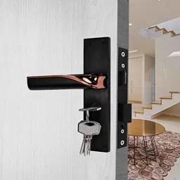 Screwtight 8 inch Zinc Black Rose Gold Double Action Mortise Handle Door Lock Set, AZMPH-TEXA-CY-ZBRG-BSK-picture-48