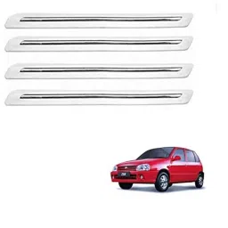 Kozdiko 4 Pcs PVC White Car Bumper Protector Set with Chrome Strip for Maruti Suzuki Zen-picture-34