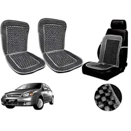 Auto Pearl PU, Velvet &a; Wooden Beads Grey Rectangular Seat Cushion for Chevrolet Optra SRV (Pack of 2 )-picture-36