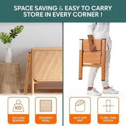 Corvids 150kg 2 Step Aluminum Teak Foldable Ladder with Wide Anti-Slip Pedal, CASL-02T image 3