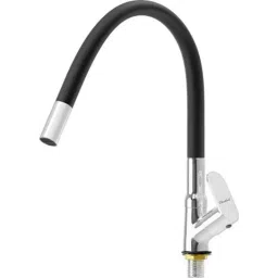 Cloudtail by Prestige Opal CDT2109 Brass Chrome Finish Black &a; Silver Wall Mounted Swan Neck Tap with Silicone Black Flexible Swivel Spout-picture-35
