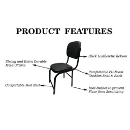 P P Chair Leatherette Black Comfortable Study Chair image 4