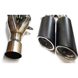 RA Accessories Black &a; Chrome Dual Outlet Silencer Exhaust for Bajaj CB 100 image 3