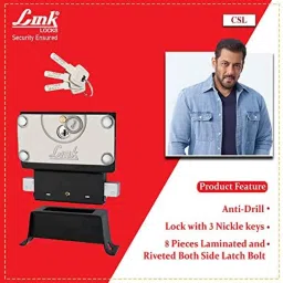 Link 73mm Stainless Steel Shutter Lock for Centre with 3 Silver Keys, CSL image 2