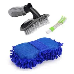 Delhi Deals Car Tyre Cleaning Brush, Car AC Vent Cleaner &a; Big Size Car Cleaning Sponge Combo-picture-24