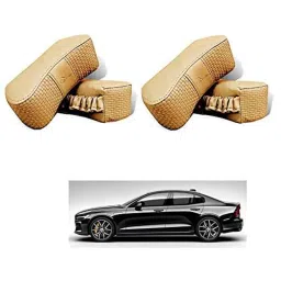 Kozdiko 4 Pcs CV Designer Beige Leatherite Neck Rest Car Cushion Pillow Set for Volvo S60-picture-21