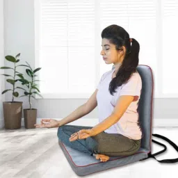 Kawachi Grey Folding Relaxing Buddha Yoga Meditation Chair for Back Support &a; Reading, KC25 (Pack of 4) image 2