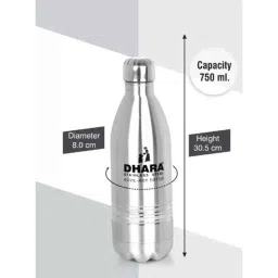 Dhara 24 Plus 750ml Stainless Steel 304 Silver Water Bottle, DBS750 image 4