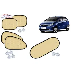 Auto Pearl 5 Pcs PVC &a; Mesh Beige Window &a; Rear Sun Shade Set for Tata Indica Vista-picture-31