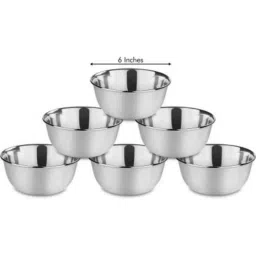 Classic Essentials SNB 1706-6 Vinod 250ml Silver Stainless Steel Vegetable Bowl (Pack of 6) image 2