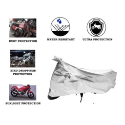 Riderscart Polyester Silver Waterproof Two Wheeler Body Cover with Storage Bag for Bajaj Avenger Street 160 image 2